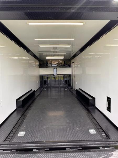 New 2026 Luxe 8.5x22 Racing Trailer Finished Interior- 5200 Tandem Axle-Two Toned Black Charcoal- Recessed E-Track