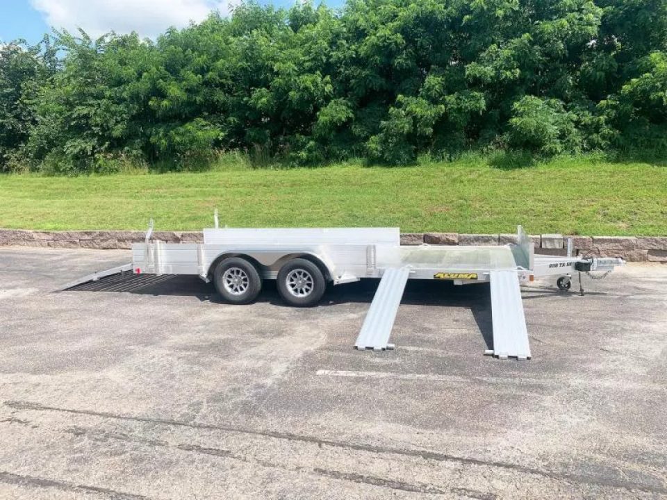 New Aluma 8118SR TA (81x18) ATV/UTV Trailer - Bi-Fold Tailgate - Side Ramps!
