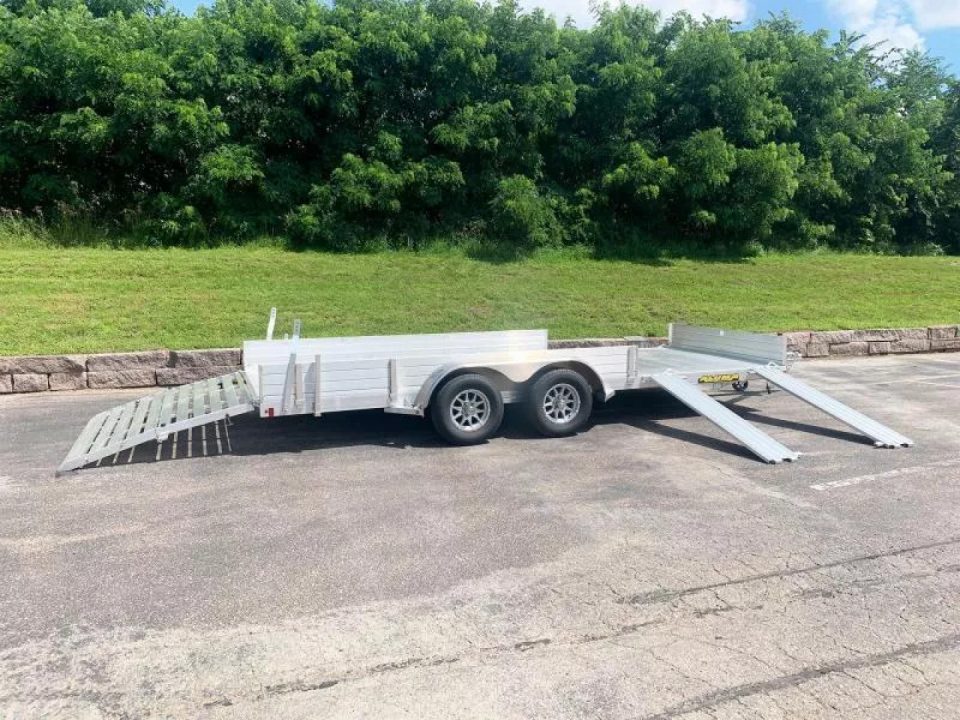 New Aluma 8118SR TA (81x18) ATV/UTV Trailer - Bi-Fold Tailgate - Side Ramps!