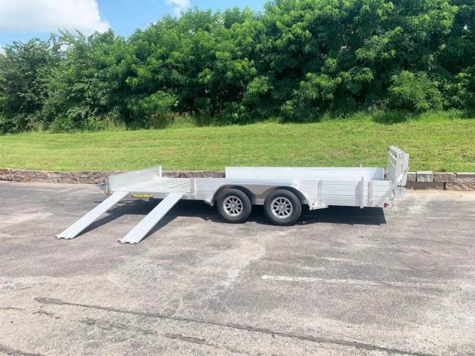 New Aluma 8118SR TA (81x18) ATV/UTV Trailer - Bi-Fold Tailgate - Side Ramps!