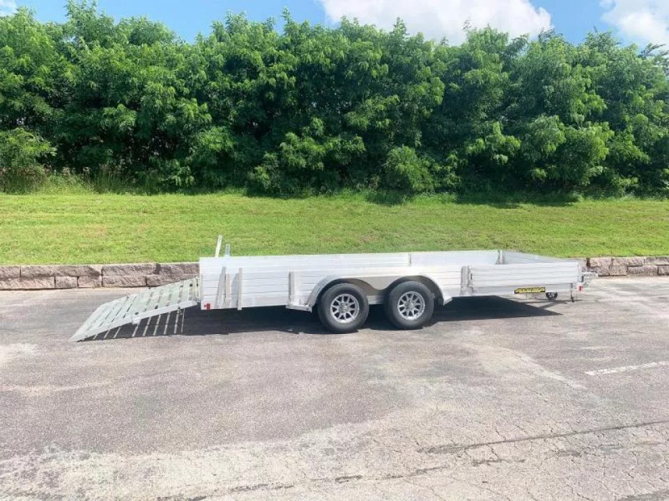 New Aluma 8118SR TA (81x18) ATV/UTV Trailer - Bi-Fold Tailgate - Side Ramps!