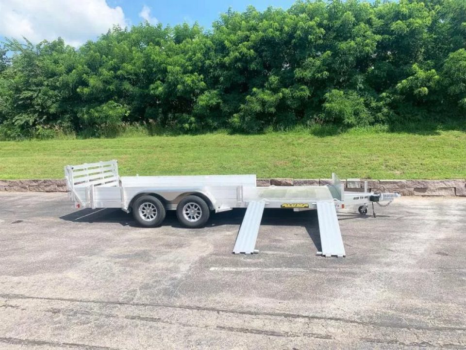 New Aluma 8118SR TA (81x18) ATV/UTV Trailer - Bi-Fold Tailgate - Side Ramps!