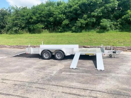 New Aluma 8118SR TA (81x18) ATV/UTV Trailer - Bi-Fold Tailgate - Side Ramps!