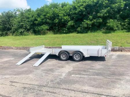 New Aluma 8118SR TA (81x18) ATV/UTV Trailer - Bi-Fold Tailgate - Side Ramps!