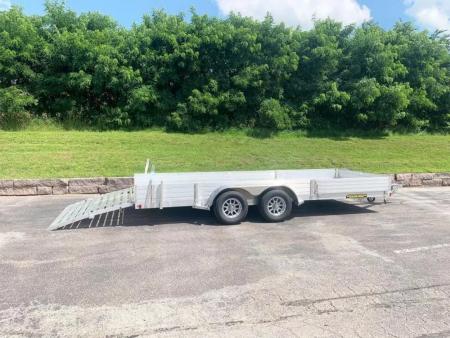 New Aluma 8118SR TA (81x18) ATV/UTV Trailer - Bi-Fold Tailgate - Side Ramps!