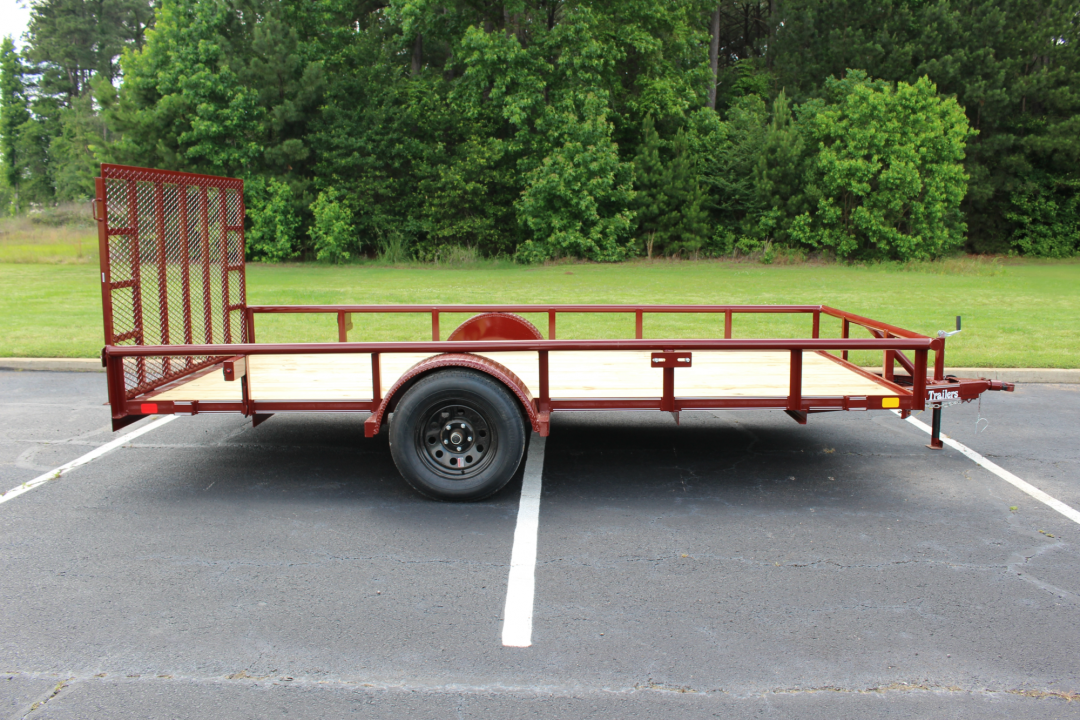New 2026 Davidson Trailers 83X14 PIPE TOP W/4' GATE MAROON Utility Trailer