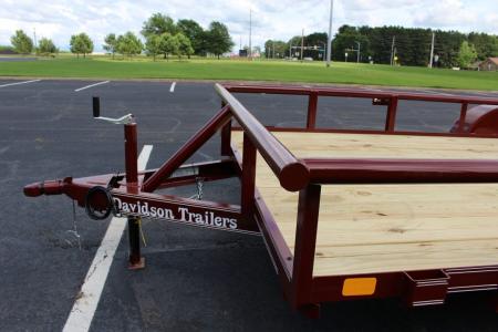 New 2026 Davidson Trailers 83X14 PIPE TOP W/4' GATE MAROON Utility Trailer