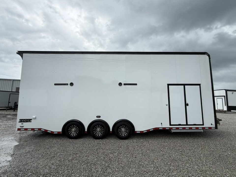 New Haulmark EDGE 8.5x30 Stacker 21K- White W/ Steel Frame, Black Lift & Recessed E-Track