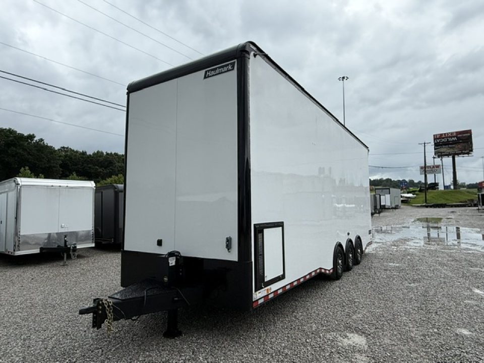 New Haulmark EDGE 8.5x30 Stacker 21K- White W/ Steel Frame, Black Lift & Recessed E-Track