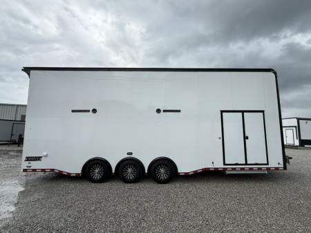 New Haulmark EDGE 8.5x30 Stacker 21K- White W/ Steel Frame, Black Lift & Recessed E-Track