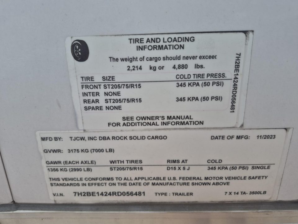 Consignment 2024 Rock Solid Cargo 7x14 Enclosed Trailer – 7K GVWR | White Cargo Trailer