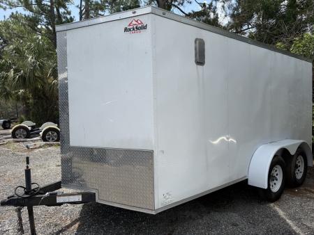 Consignment 2024 Rock Solid Cargo 7x14 Enclosed Trailer – 7K GVWR | White Cargo Trailer