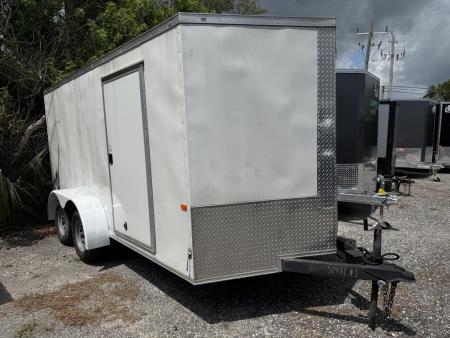 Consignment 2024 Rock Solid Cargo 7x14 Enclosed Trailer – 7K GVWR | White Cargo Trailer