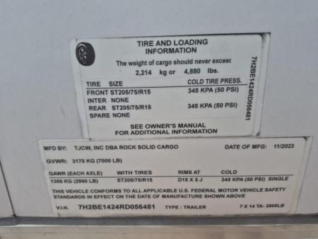 Consignment 2024 Rock Solid Cargo 7x14 Enclosed Trailer – 7K GVWR | White Cargo Trailer