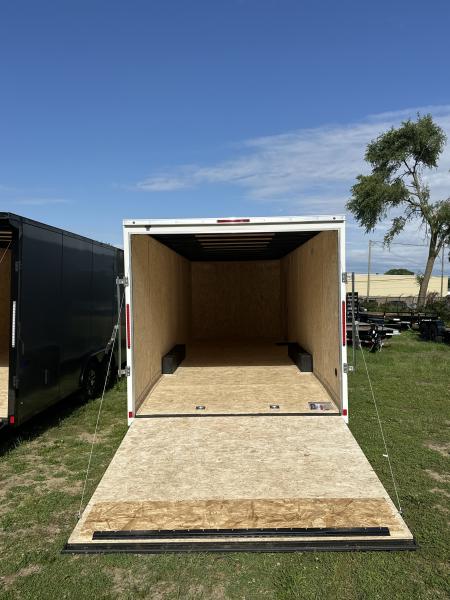 New 2026 Pace American 8.5 X 24 Outback DLX Flat Top V-Nose Car Hauler  10K (030 White )