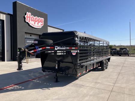 New 2026 Delco 6'8"x24' GN Bar Top Livestock Trailer - B8 Cattleman