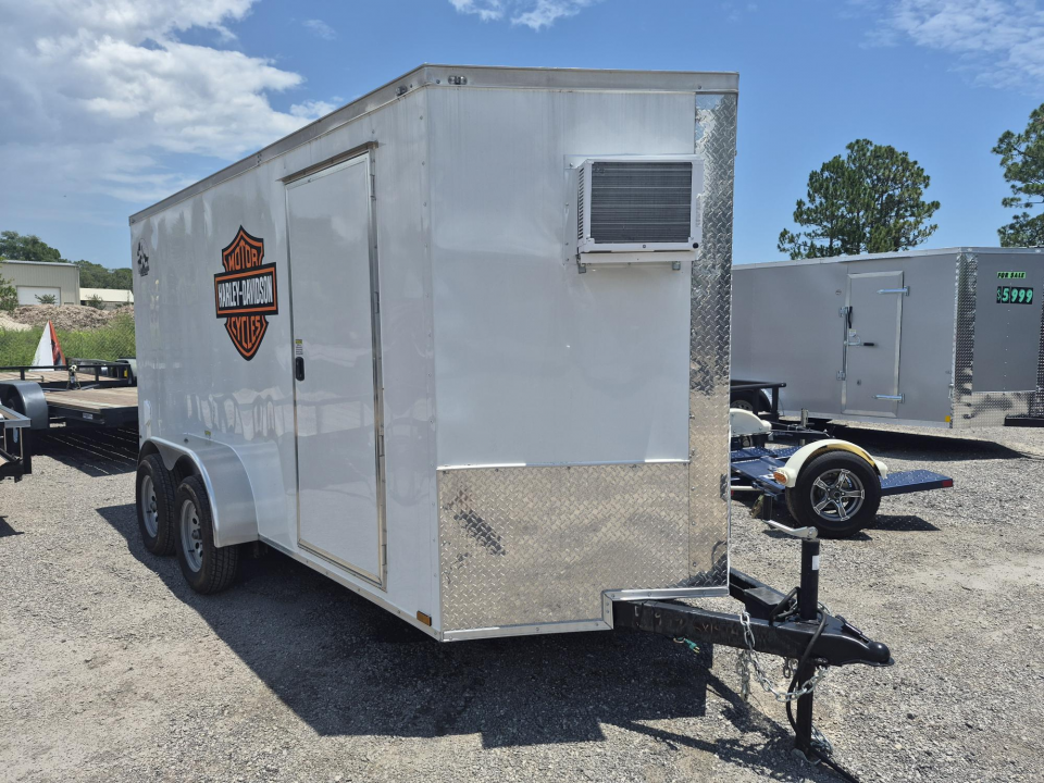 Used 2025 Quality Cargo 6x14 White Enclosed Cargo Trailer with Ramp Door & Side Entry