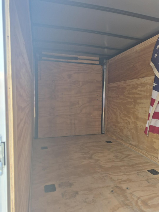 Used 2025 Quality Cargo 6x14 White Enclosed Cargo Trailer with Ramp Door & Side Entry