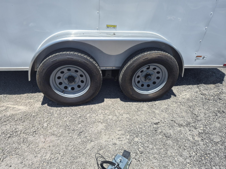 Used 2025 Quality Cargo 6x14 White Enclosed Cargo Trailer with Ramp Door & Side Entry