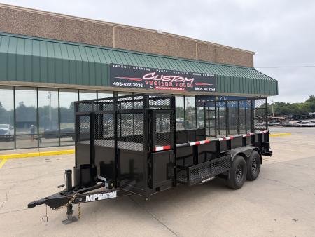 New #144371 2026 MP CUSTOM 16 X 83 TANDEM AXLE 10K PIPE TOP LANDSCAPE TRAILER W/ 2' SOLID SIDES