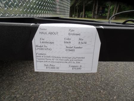 New 2027 Haul About Trailers 8.5X16 PRO-LANDSCAPE MODEL 9,990 GVWR Cargo / Enclosed Trailer
