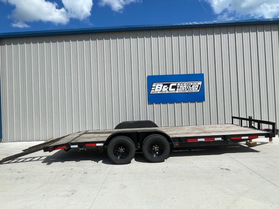 Used 2022 LONGHORN 83X20 CAR HAULER, WOOD FLOOR, (2) TANDEM 5200lb AXLES