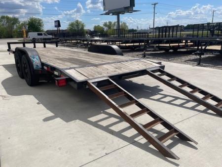 Used 2022 LONGHORN 83X20 CAR HAULER, WOOD FLOOR, (2) TANDEM 5200lb AXLES