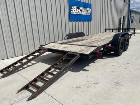 Used 2022 LONGHORN 83X20 CAR HAULER, WOOD FLOOR, (2) TANDEM 5200lb AXLES