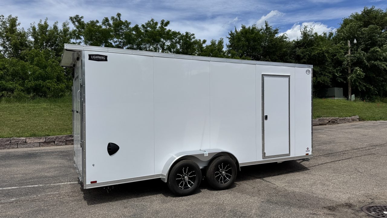 New Lightning 7x18 Aluminum Enclosed Trailer - RAMP DOOR!
