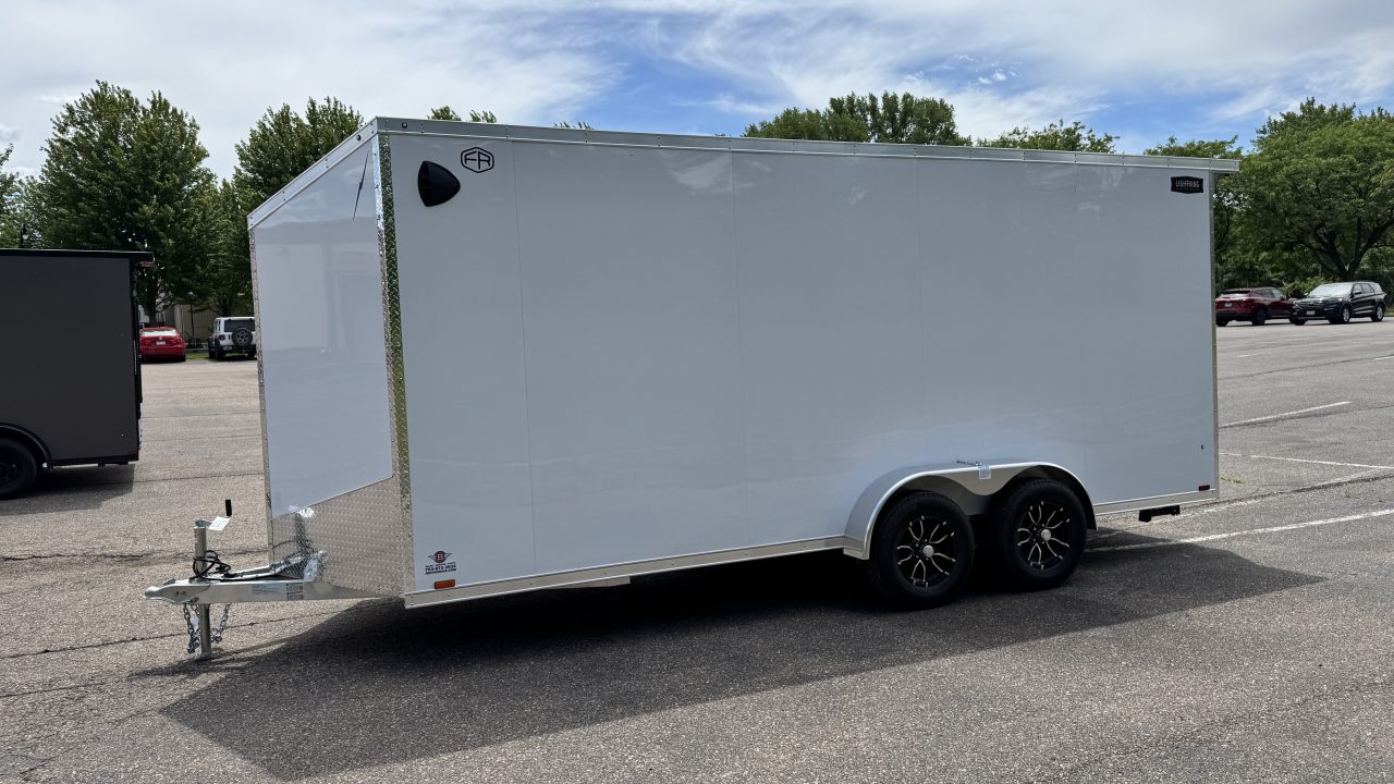 New Lightning 7x18 Aluminum Enclosed Trailer - RAMP DOOR!