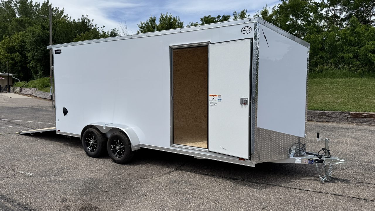 New Lightning 7x18 Aluminum Enclosed Trailer - RAMP DOOR!