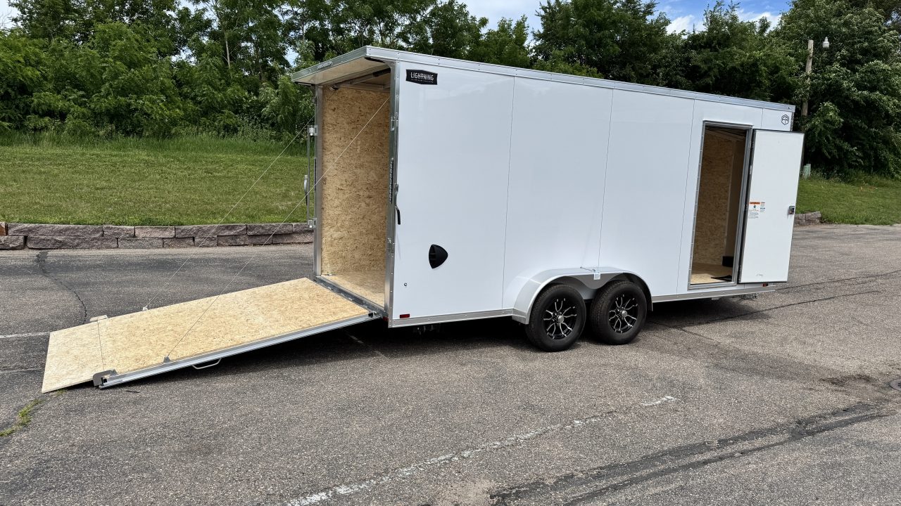 New Lightning 7x18 Aluminum Enclosed Trailer - RAMP DOOR!