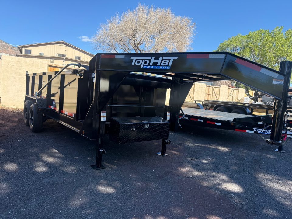 New 2026 Top Hat Trailers 7'X16' Gooseneck Dump Trailer Long Arm14000 lb G.V.W. 3' Sides Dump Trailer