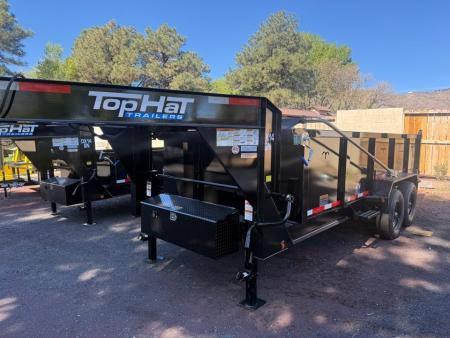 New 2026 Top Hat Trailers 7'X16' Gooseneck Dump Trailer Long Arm14000 lb G.V.W. 3' Sides Dump Trailer