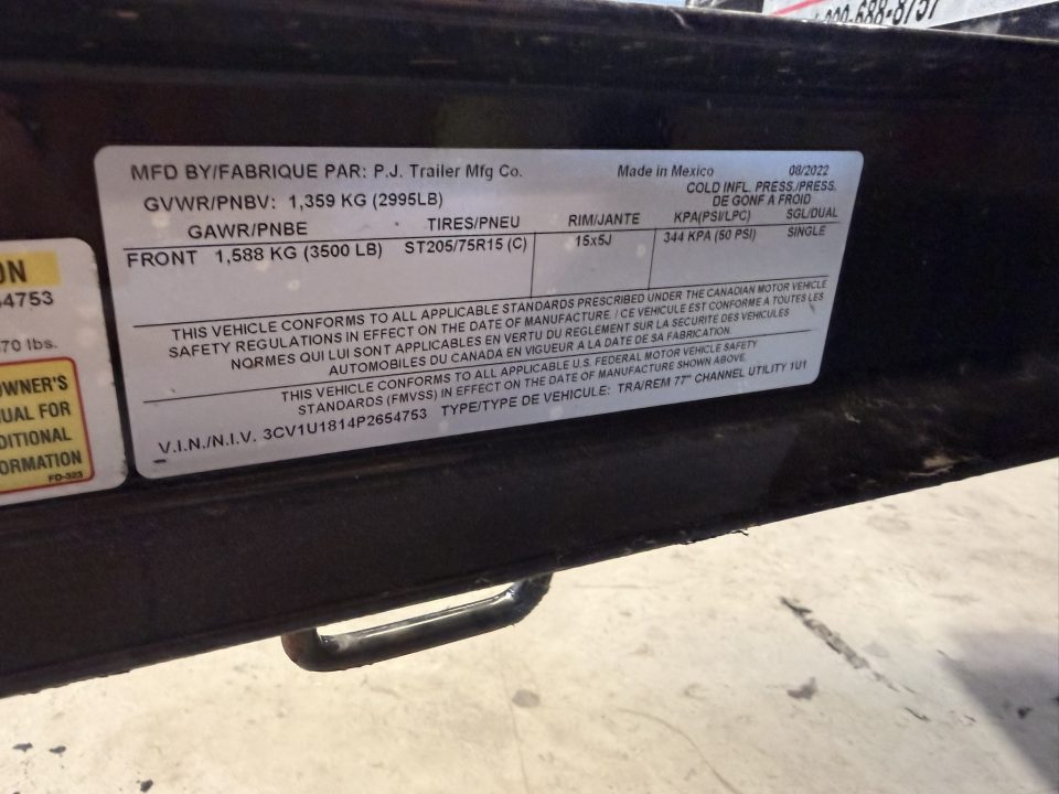 Used 2023 PJ Trailers 7-14 SA UTILITY