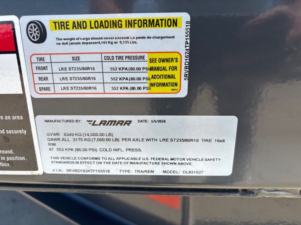 New 2026 Lamar Trailers DL831627-24 Dump Trailer