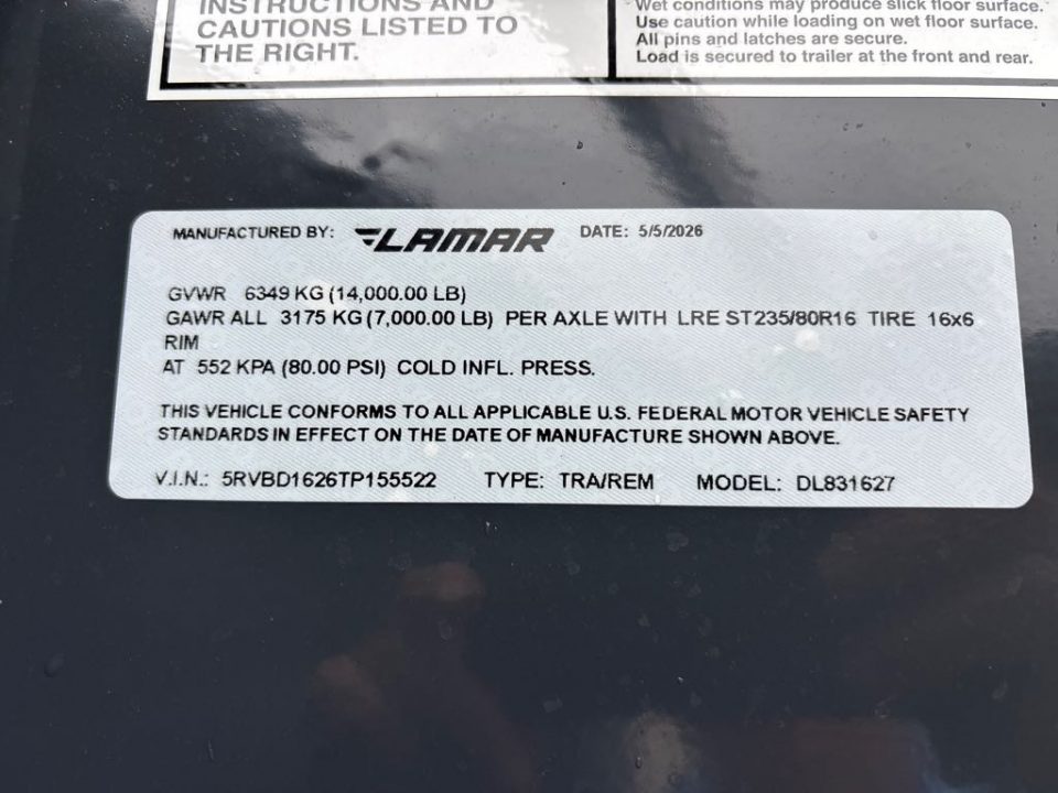 New 2026 Lamar Trailers DL831627-48 Dump Trailer