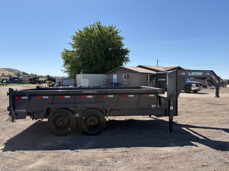 New 2026 Lamar 7x14 16k Telescopic Gooseneck Dump Trailer