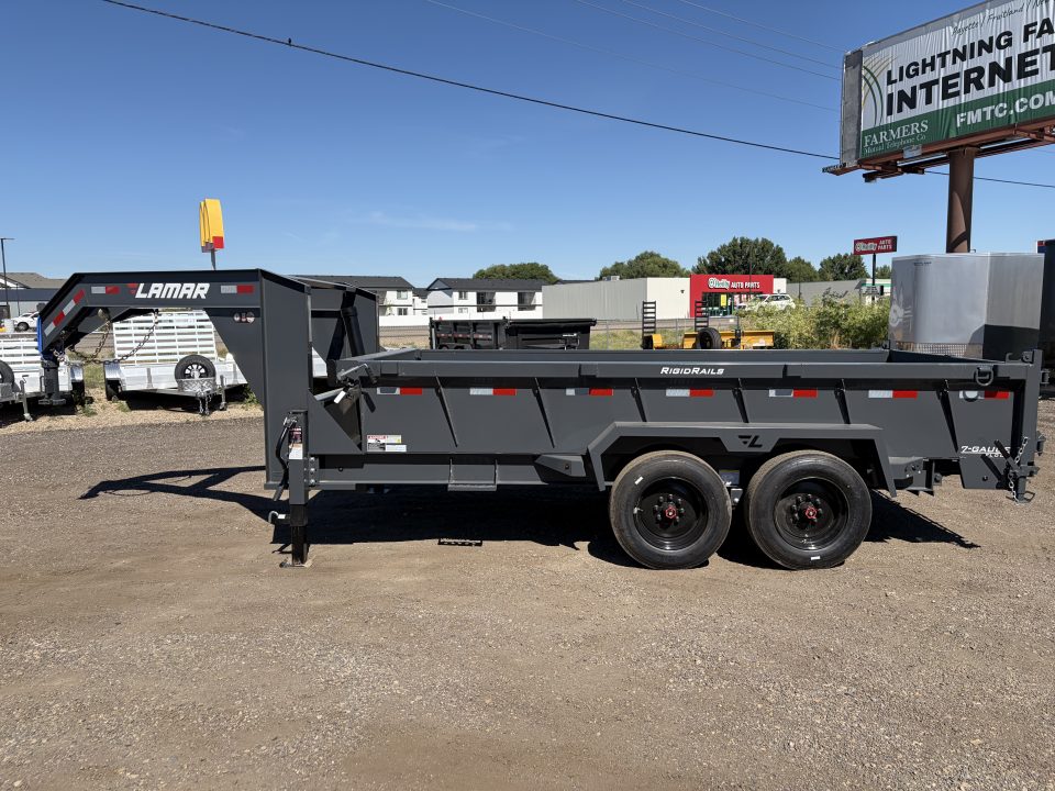 New 2026 Lamar 7x14 16k Telescopic Gooseneck Dump Trailer