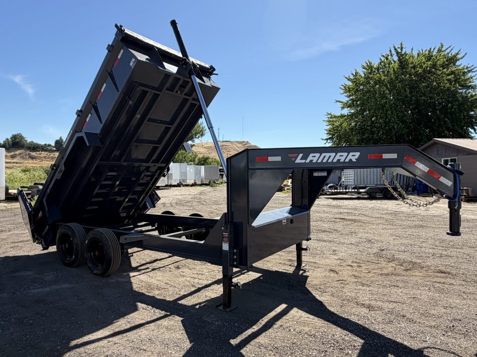 New 2026 Lamar 7x14 16k Telescopic Gooseneck Dump Trailer