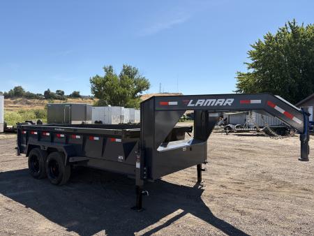 New 2026 Lamar 7x14 16k Telescopic Gooseneck Dump Trailer
