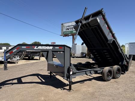 New 2026 Lamar 7x14 16k Telescopic Gooseneck Dump Trailer