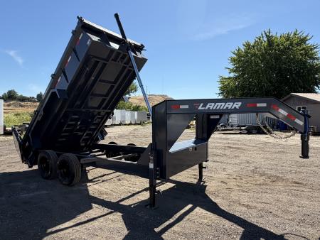 New 2026 Lamar 7x14 16k Telescopic Gooseneck Dump Trailer