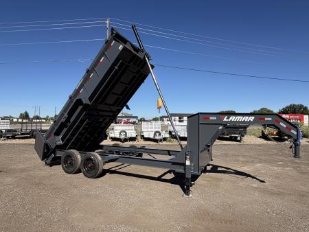New 2026 Lamar 7x16 16k Telescopic Gooseneck Dump Trailer