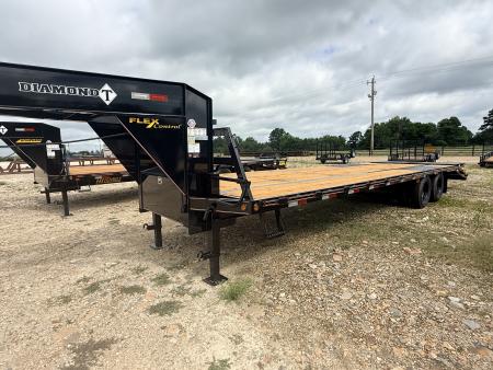 New 2026 Diamond T 102” x 25’ Single Wheel Flatdeck 160, GVWR 16000#, Dry Weight 5100#, Maxx Ramps Flatbed Trailer