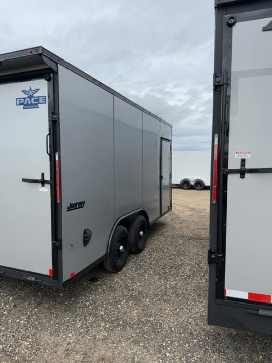 New 2026 Pace American 8.5 x 16 Journey SE Flat Top Sloped V-Nose Car Hauler 10K