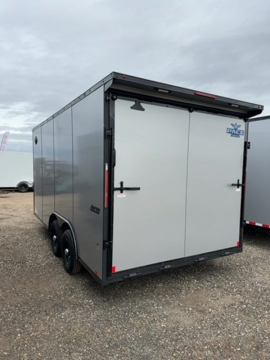 New 2026 Pace American 8.5 x 16 Journey SE Flat Top Sloped V-Nose Car Hauler 10K