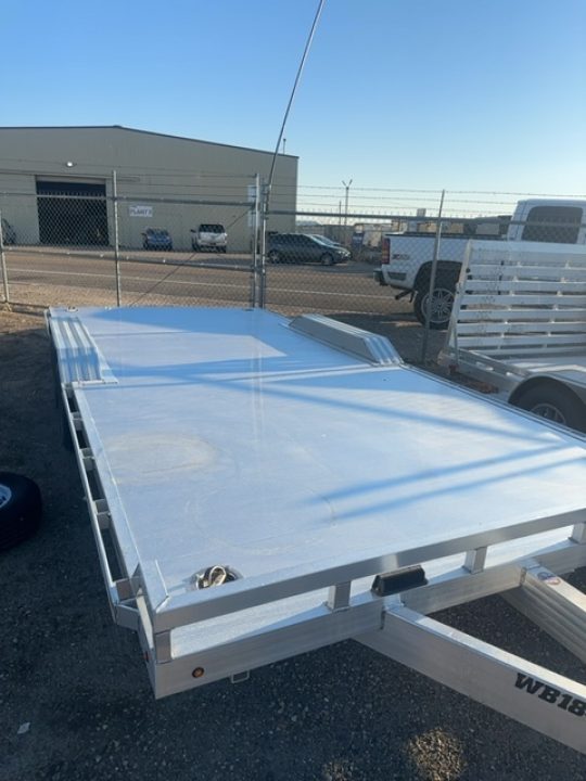 New 2027 Aluma 18' Wide Body Tandem Axle Electric Brake Drive-On Fender Ramp Front Rail Rub Rail Std 5K RTD 14" Aluminum Wheels Utility Trailer