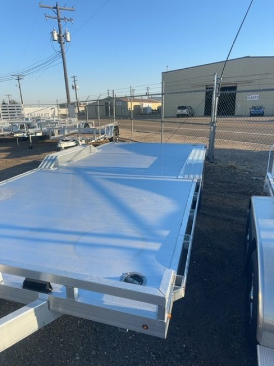 New 2027 Aluma 18' Wide Body Tandem Axle Electric Brake Drive-On Fender Ramp Front Rail Rub Rail Std 5K RTD 14" Aluminum Wheels Utility Trailer