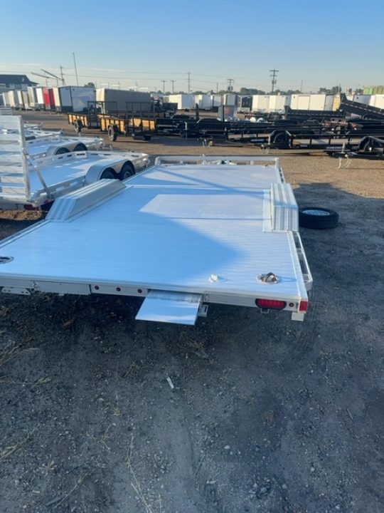 New 2027 Aluma 18' Wide Body Tandem Axle Electric Brake Drive-On Fender Ramp Front Rail Rub Rail Std 5K RTD 14" Aluminum Wheels Utility Trailer